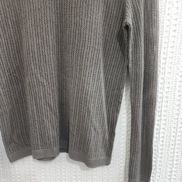 Uniqlo Open Knit Sheer Long Sleeve Top Gray Size Small Lightweight Beachy - Picture 7 of 11